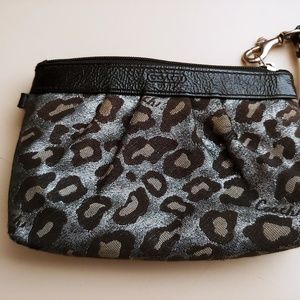Black and Silver Cheetah Coach Wristlet